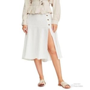 Free People Cream Midi Skirt